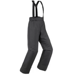 WEDZE KIDS’ WARM AND WATERPROOF SKI TROUSERS 100 DARK GREY