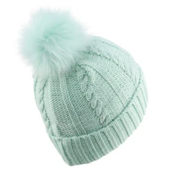 WEDZE KIDS’ SKI HAT - CABLE-KNIT FUR WOOL -Ski Gear Store kc0593ea5d61fc333739206f81d800cb7