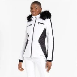 Regatta Womens/Ladies Julien Macdonald Mastery Animal Print Ski Jacket (White/Black) -Ski Gear Store kec15d86f3402731f3734e37f870f3d30